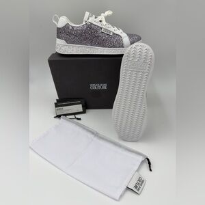 Versace Jeans Couture Glitter Low-Top Sneakers in Purple and White size 9.5